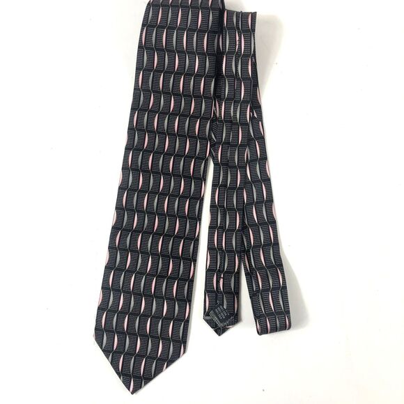 Giorgio Brutini Collezione Silk Tie Black Pink Gray Abstract Dots Design Men's - Picture 3 of 6